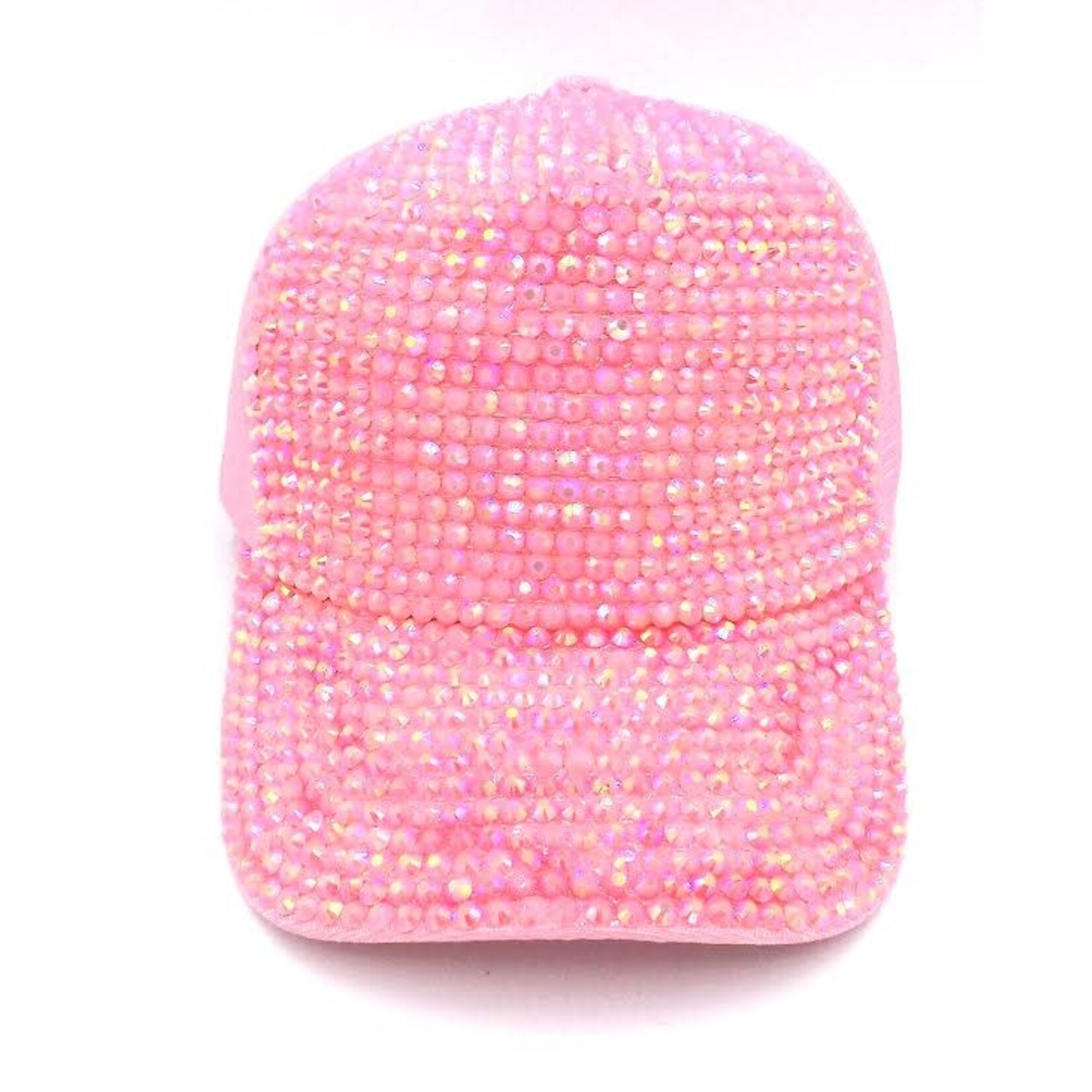 Velcro Closure Rhinestone Cap - Light Pink/Pink