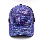 Velcro Closure Rhinestone Cap - Royal Blue/Black