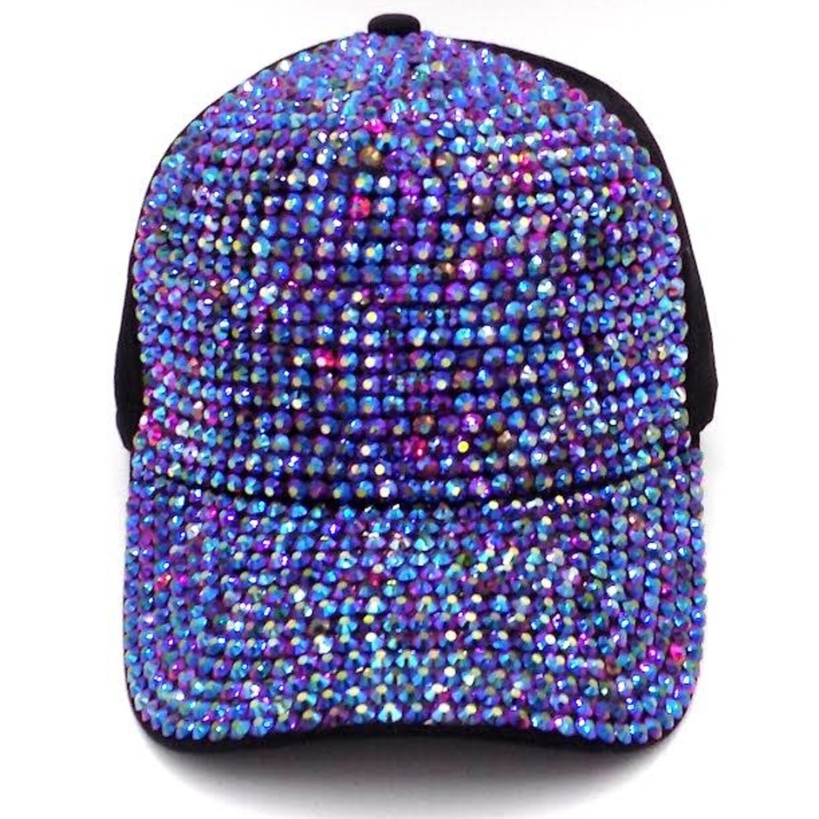 Velcro Closure Rhinestone Cap - Royal Blue/Black