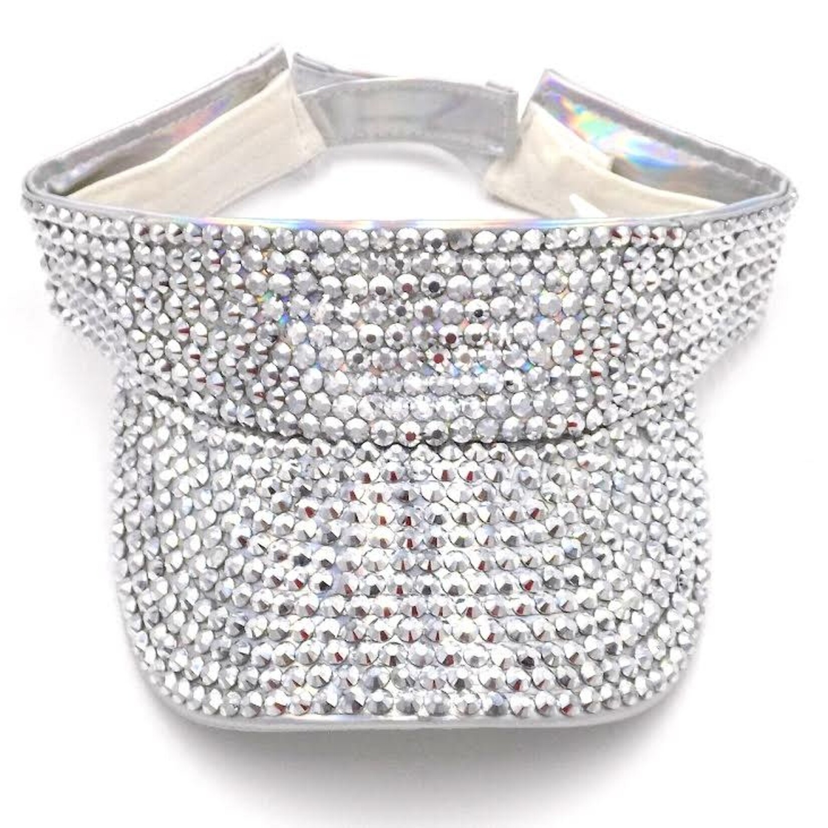 Rhinestone Visors - Holographic Silver