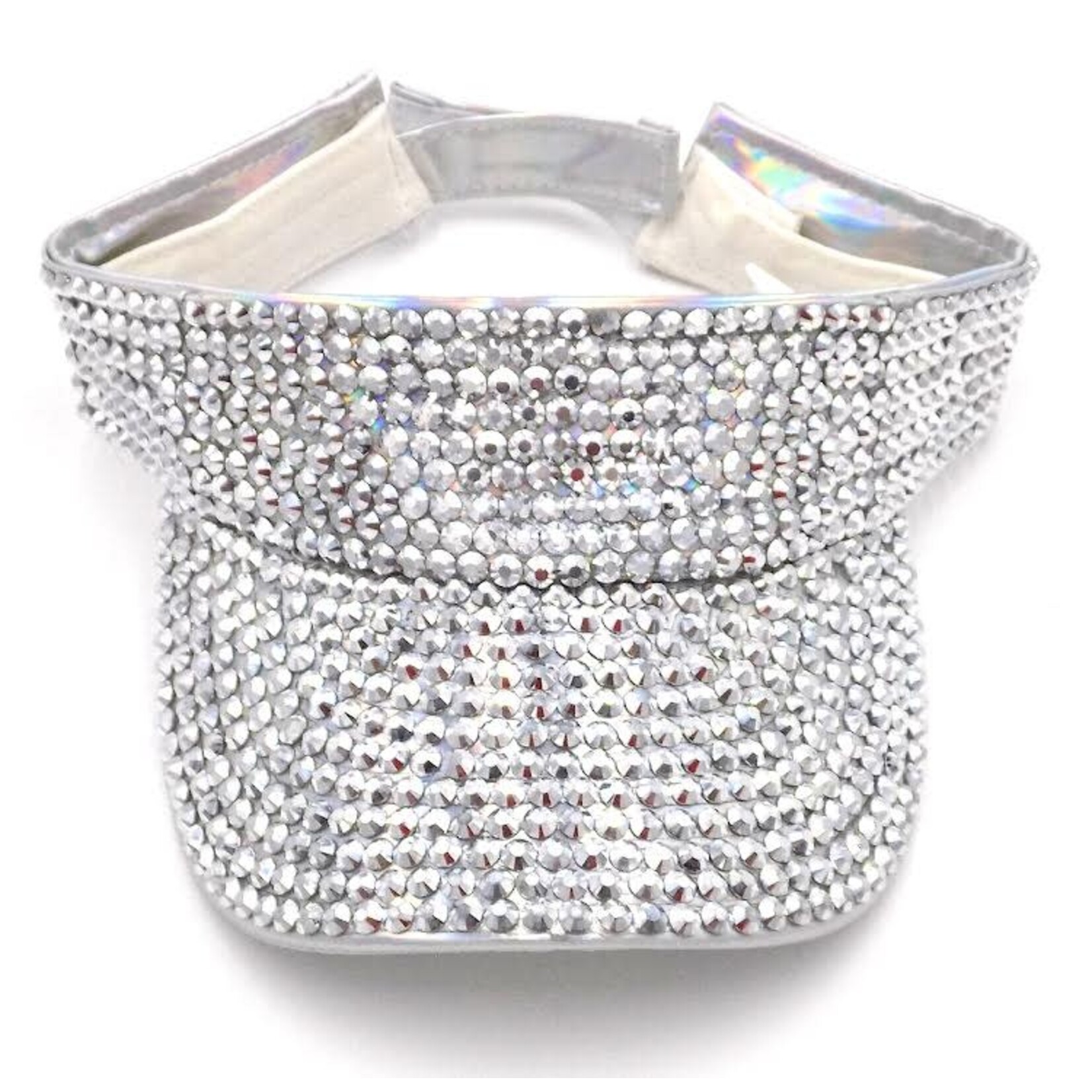 Rhinestone Visors - Holographic Silver