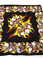 Bandana Patterned 3 Skulls With Flames