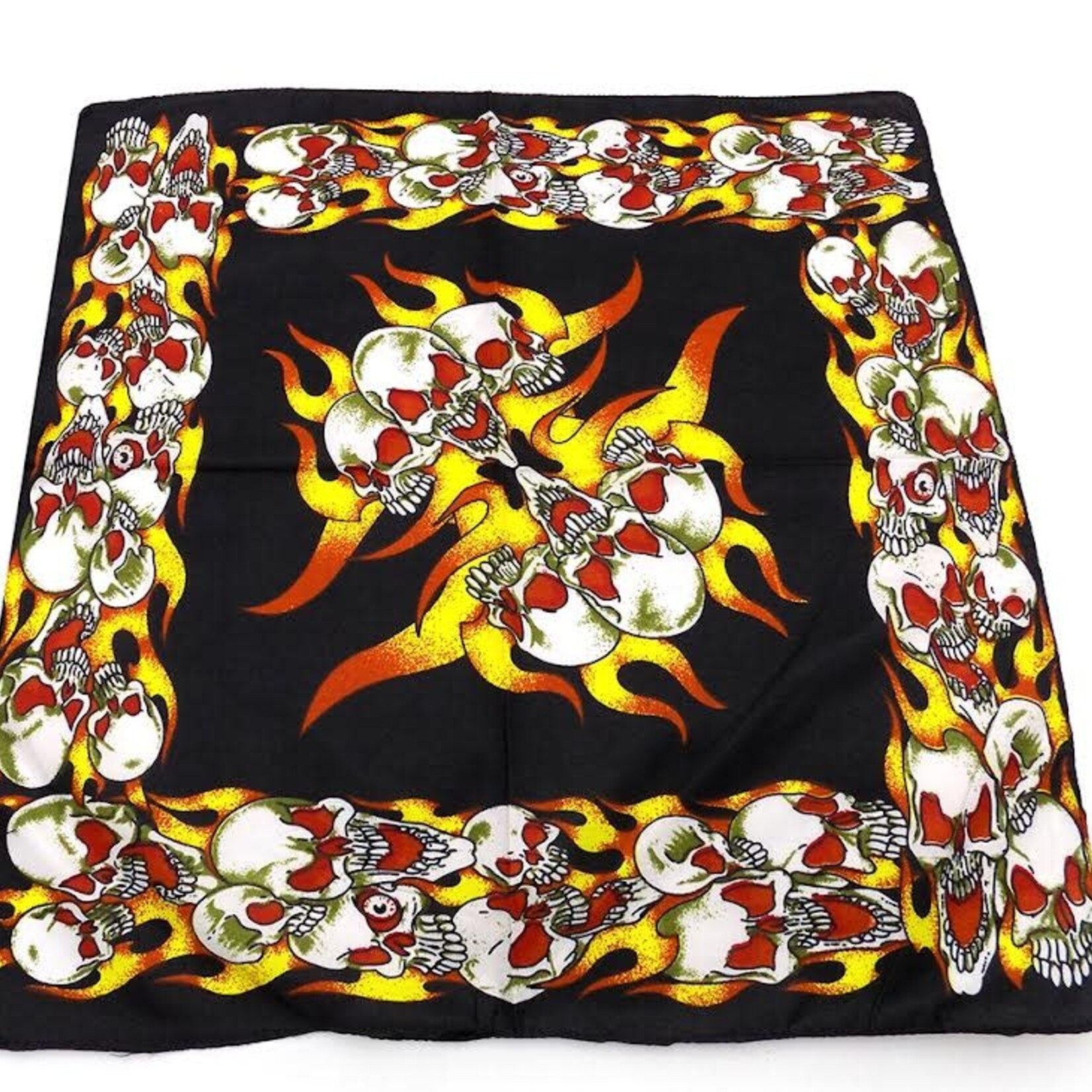 Bandana Patterned 3 Skulls With Flames