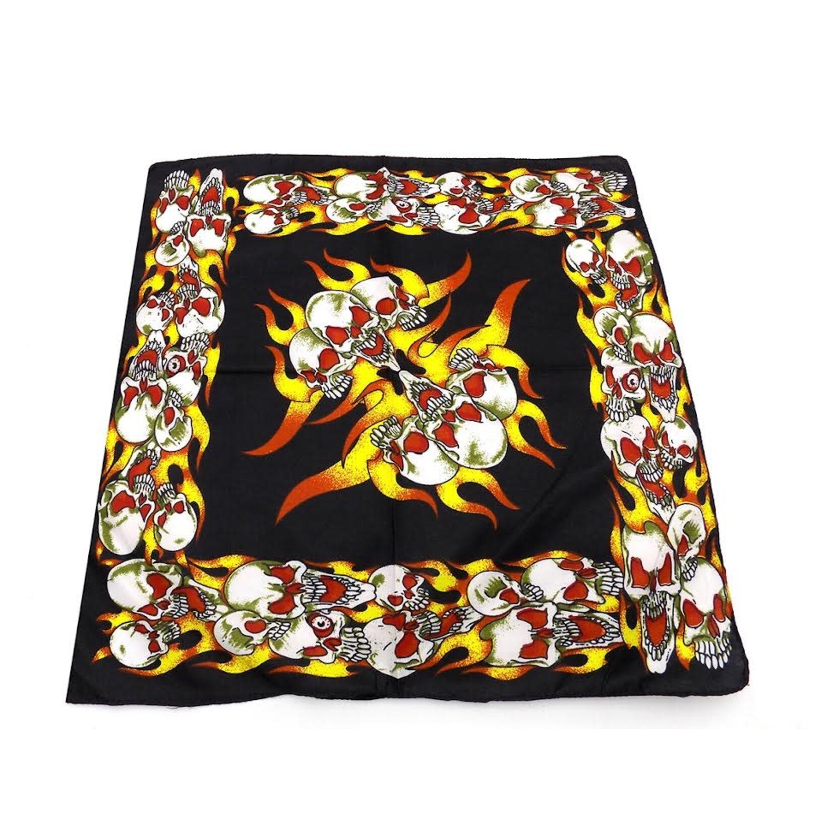 Bandana Patterned 3 Skulls With Flames