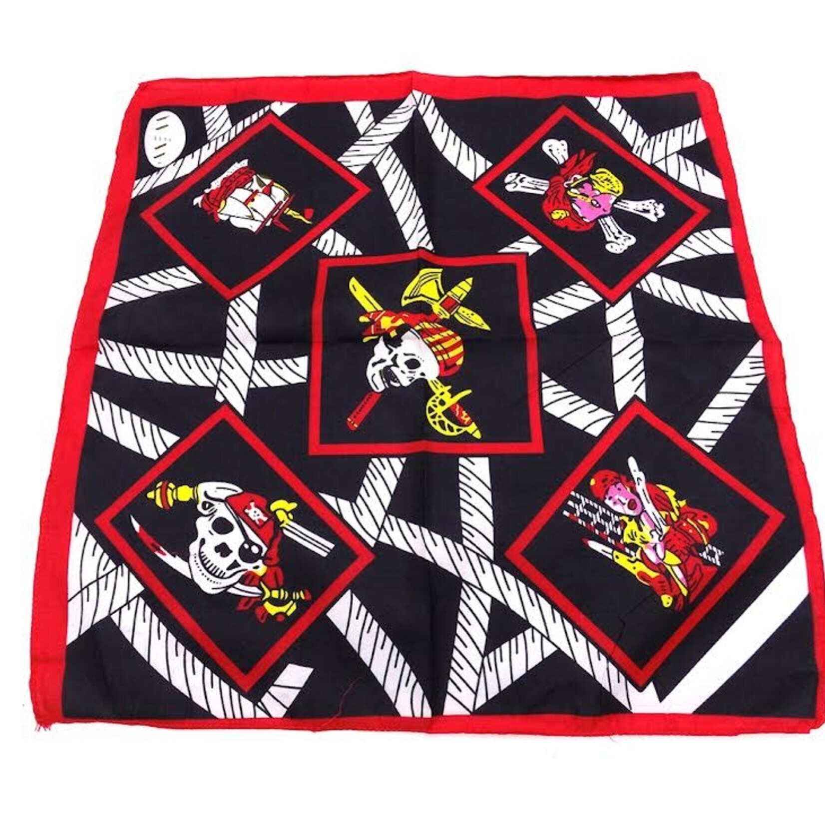 Bandana Patterned Skull With Pink and Yellow Lady