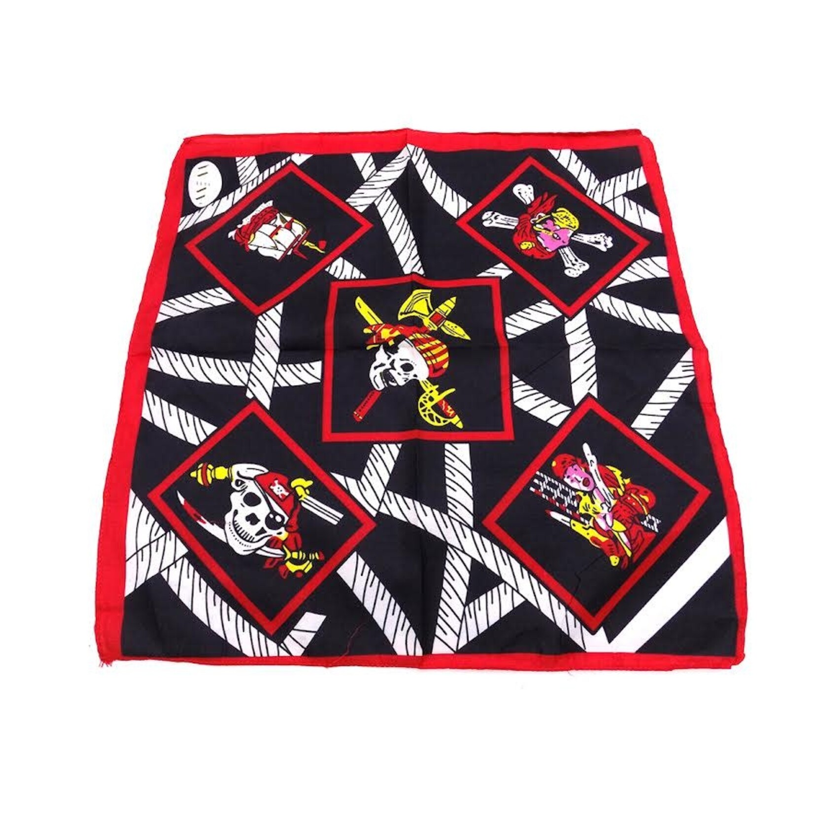 Bandana Patterned Skull With Pink and Yellow Lady