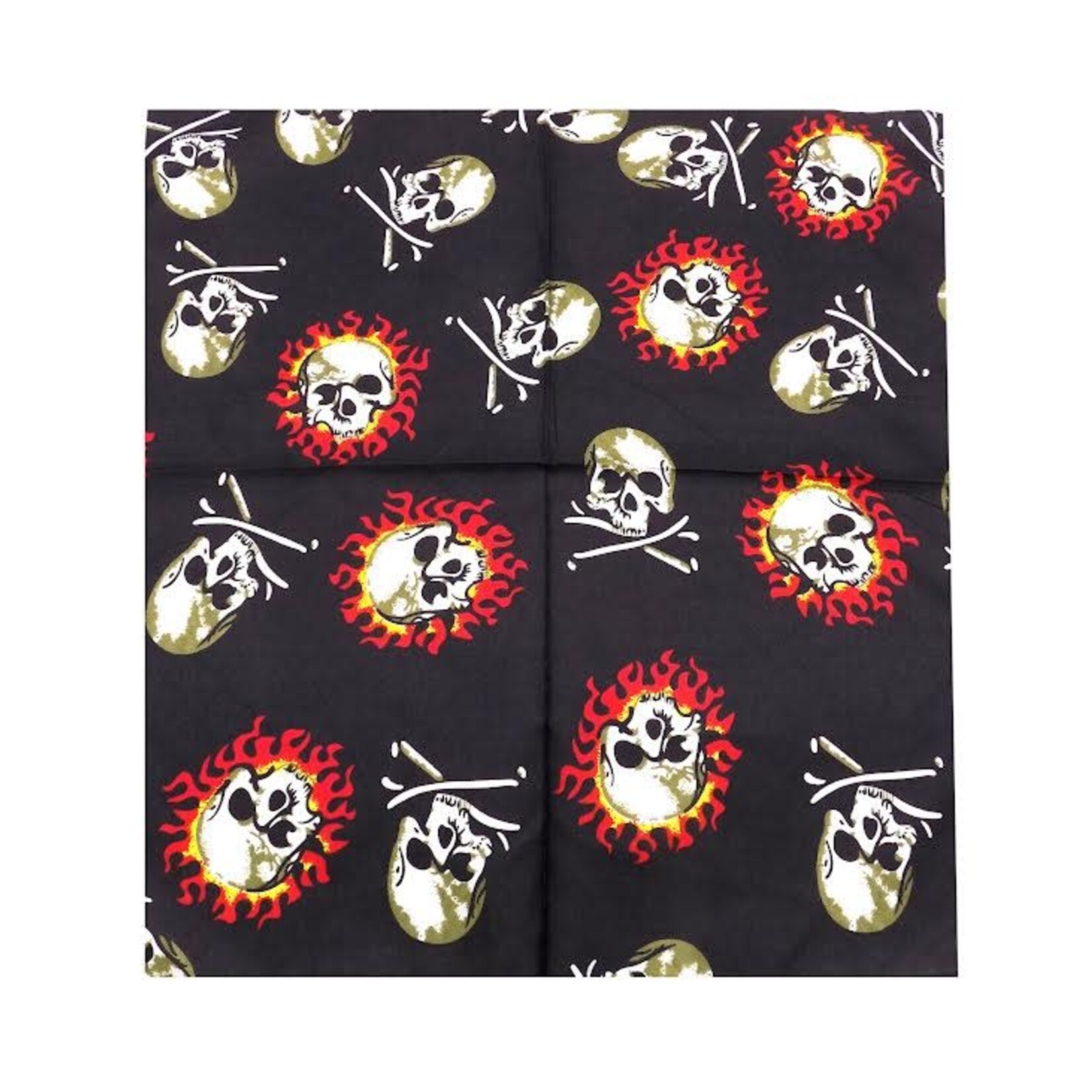 Bandana Patterned  Skull With Flames