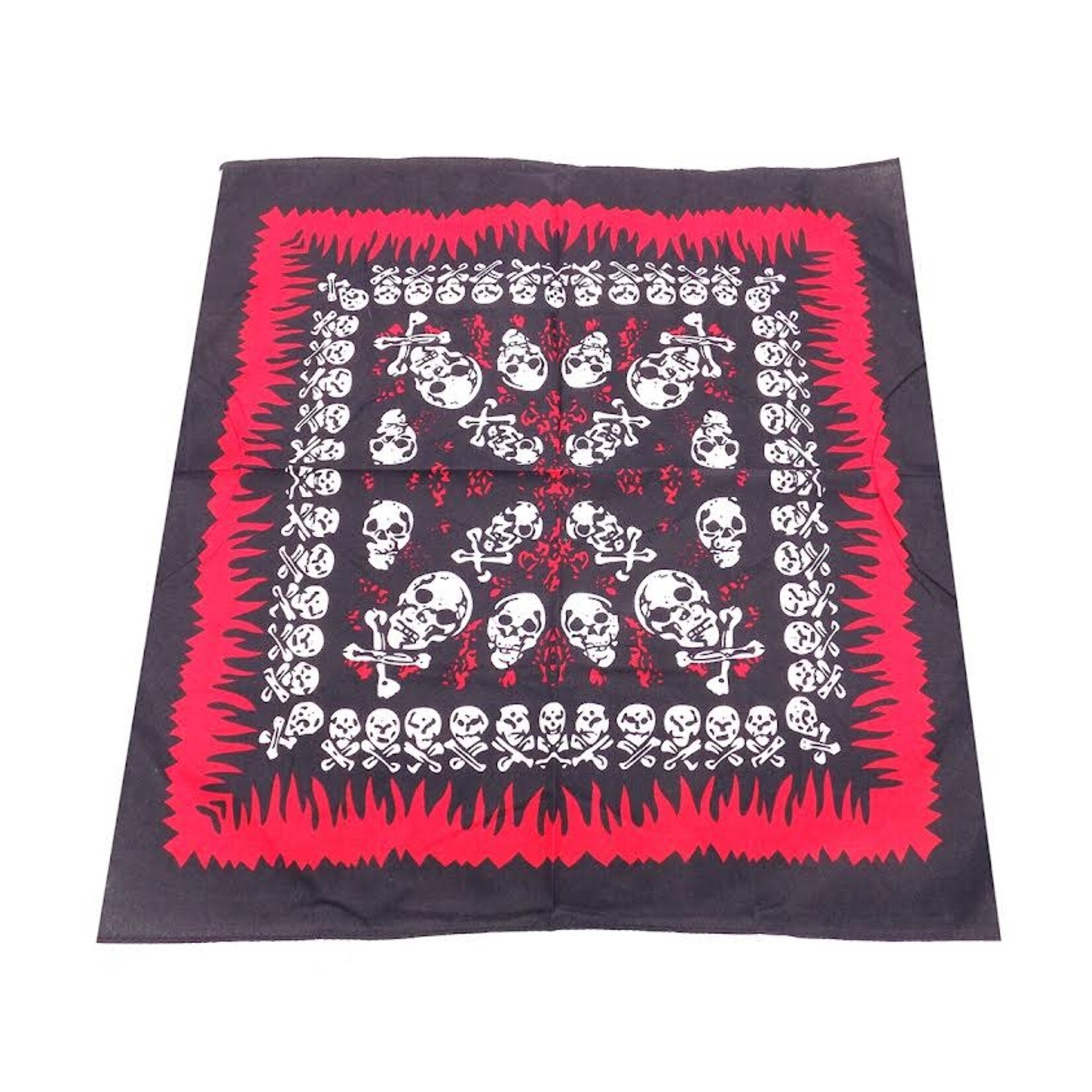 Bandana Patterned Skull with Flame Border