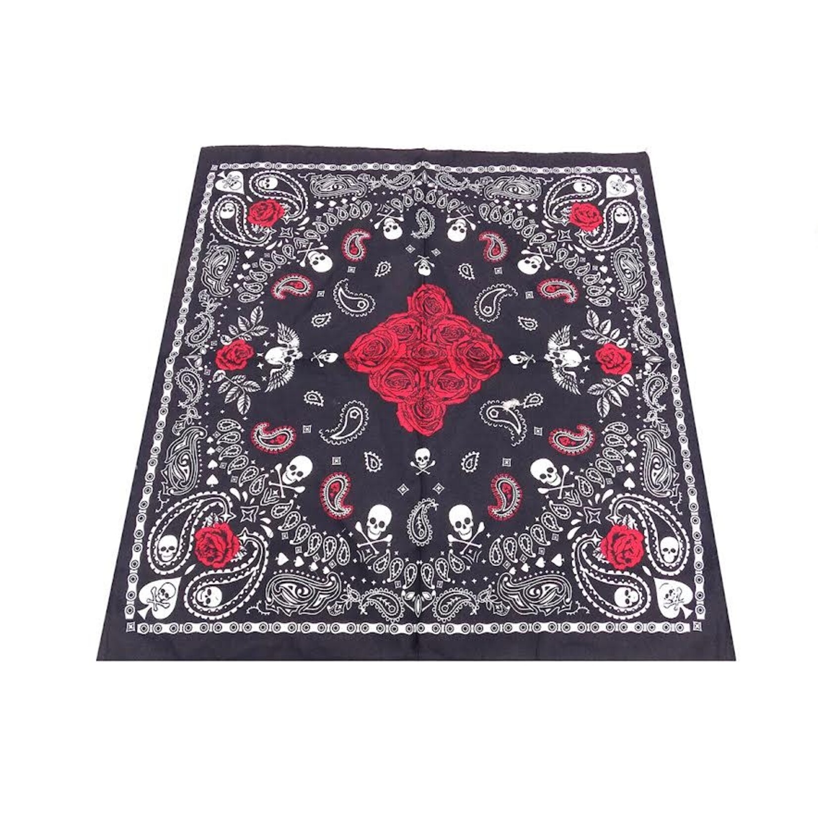 Bandana Patterned Skull with Roses