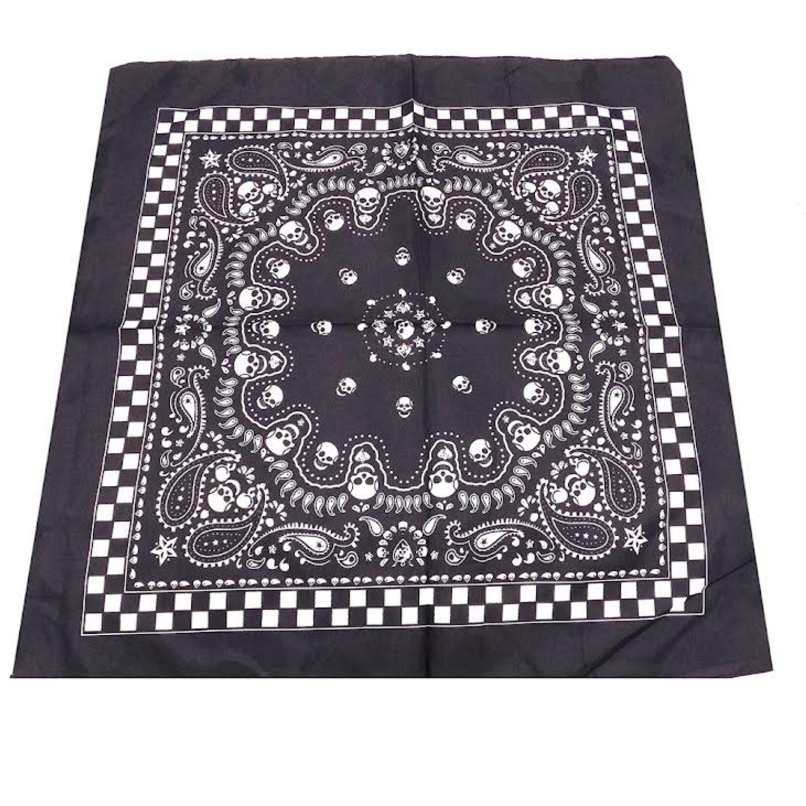 Bandana Patterned Checkered Skull