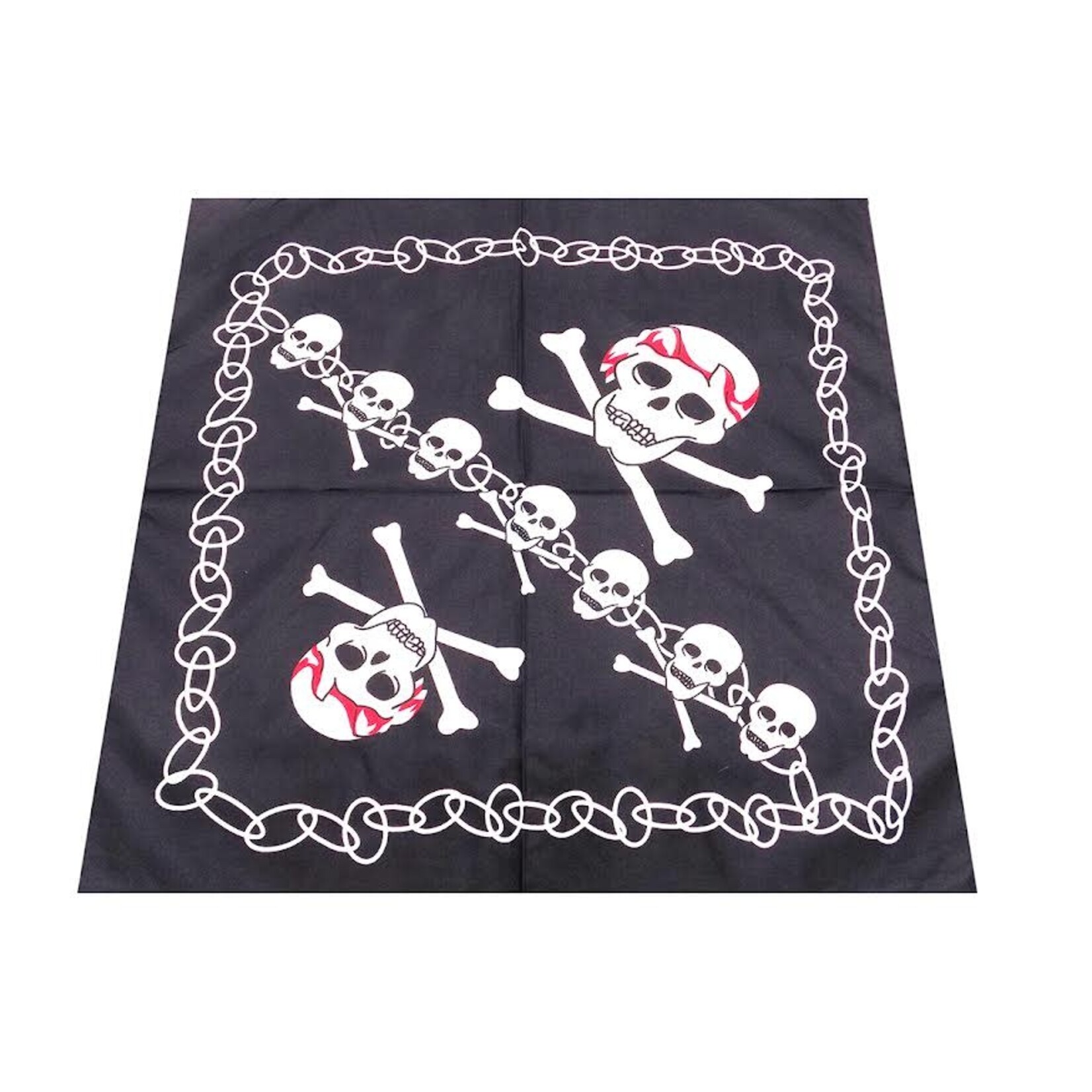 Bandana Patterned Skull with Chain-Link Border