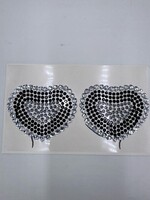Decorative Body Rhinestone Heart - Black & Crystal
