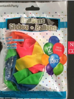 Helium Balloons 12" 10ct - Neon Assorted