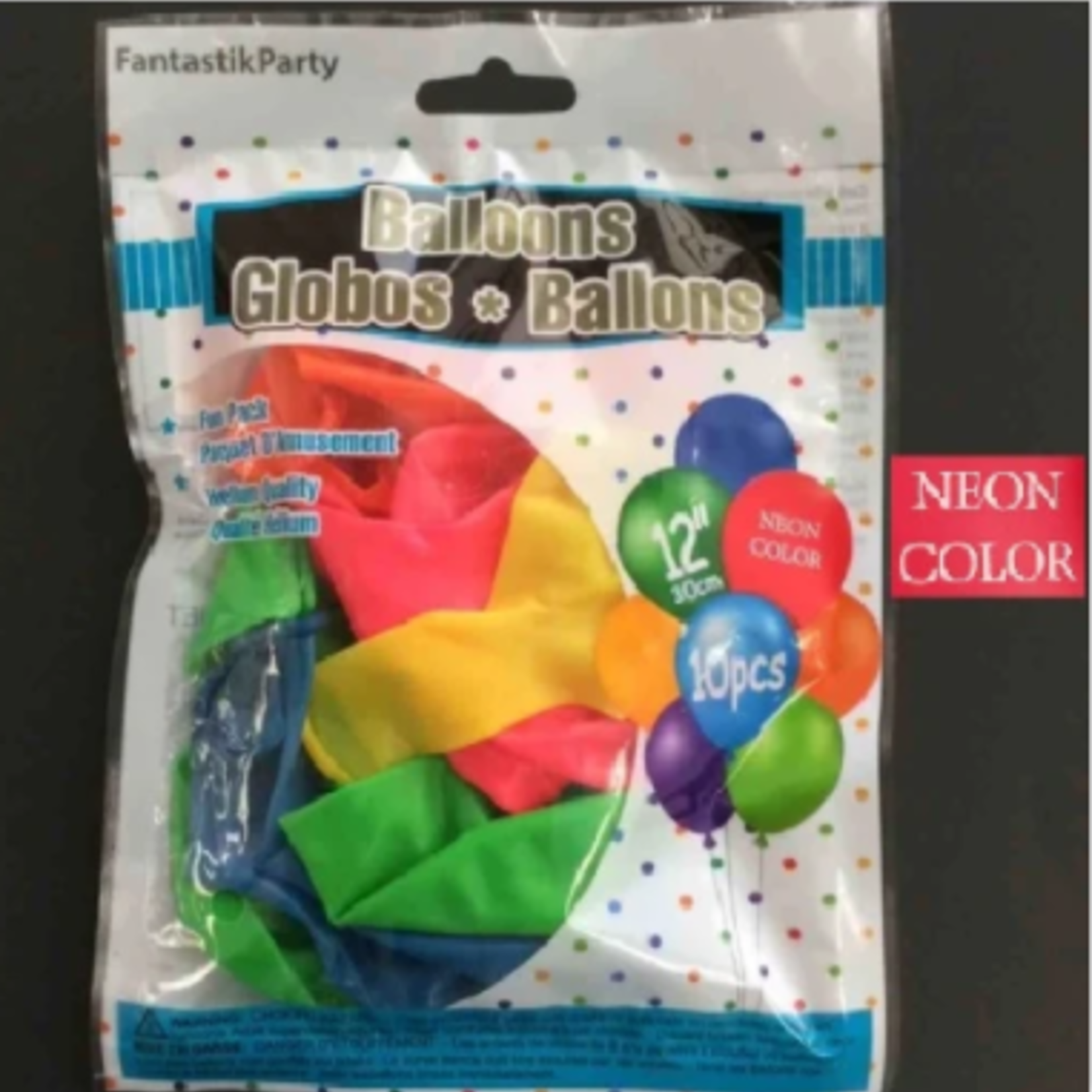 Helium Balloons 12" 10ct - Neon Assorted