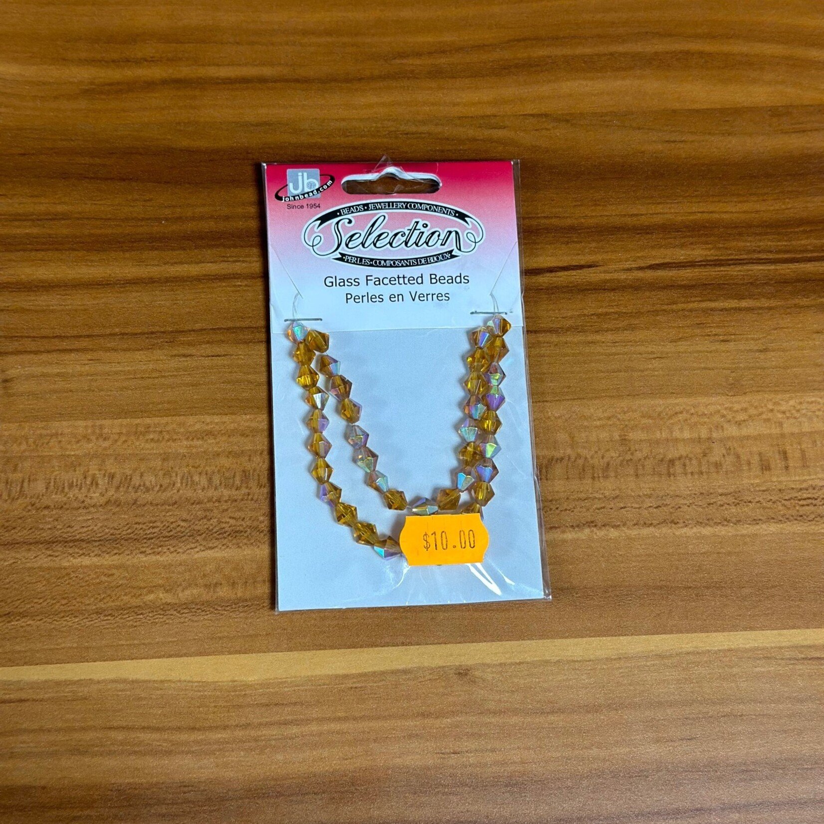 Glass Faceted Beads Card 6mm Bicone