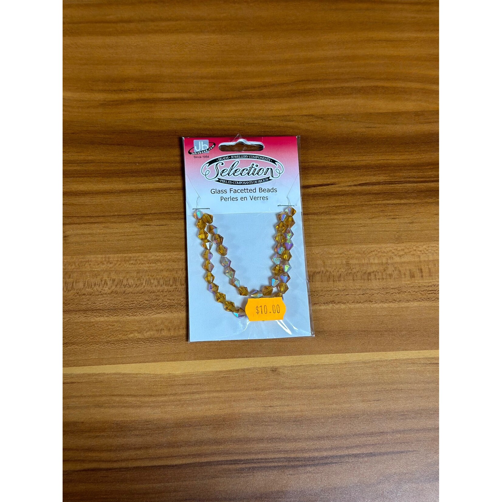 Glass Faceted Beads Card 6mm Bicone