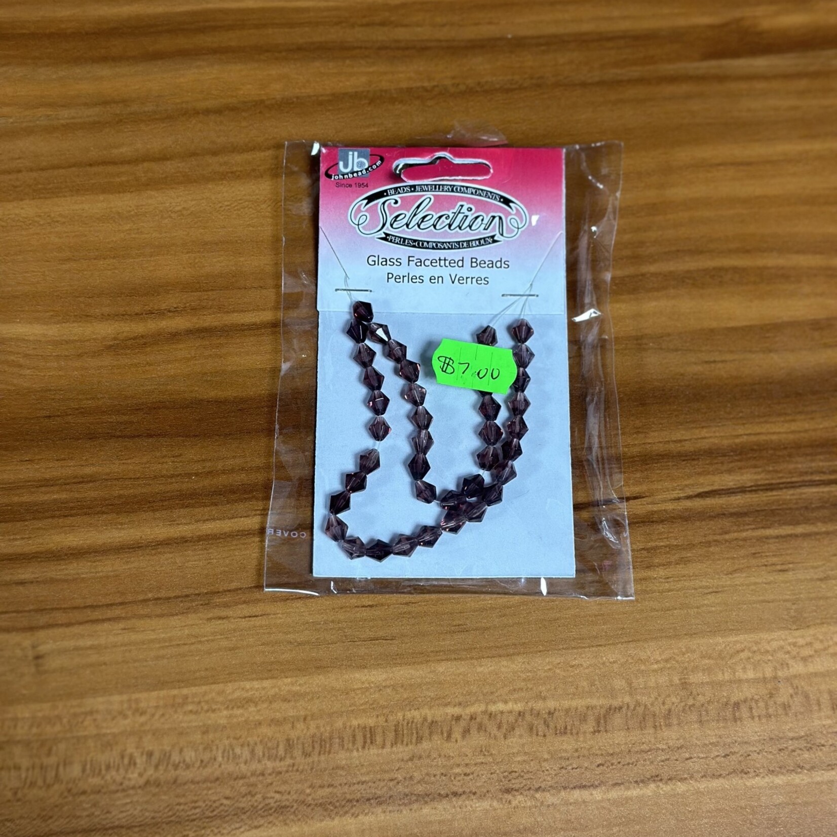 Glass Faceted Beads Card 6mm Bicone