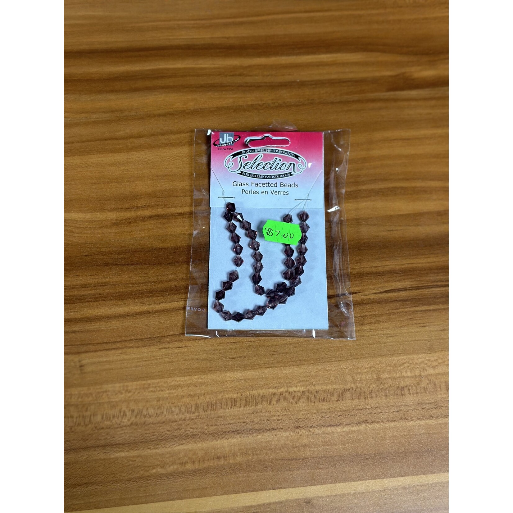 Glass Faceted Beads Card 6mm Bicone