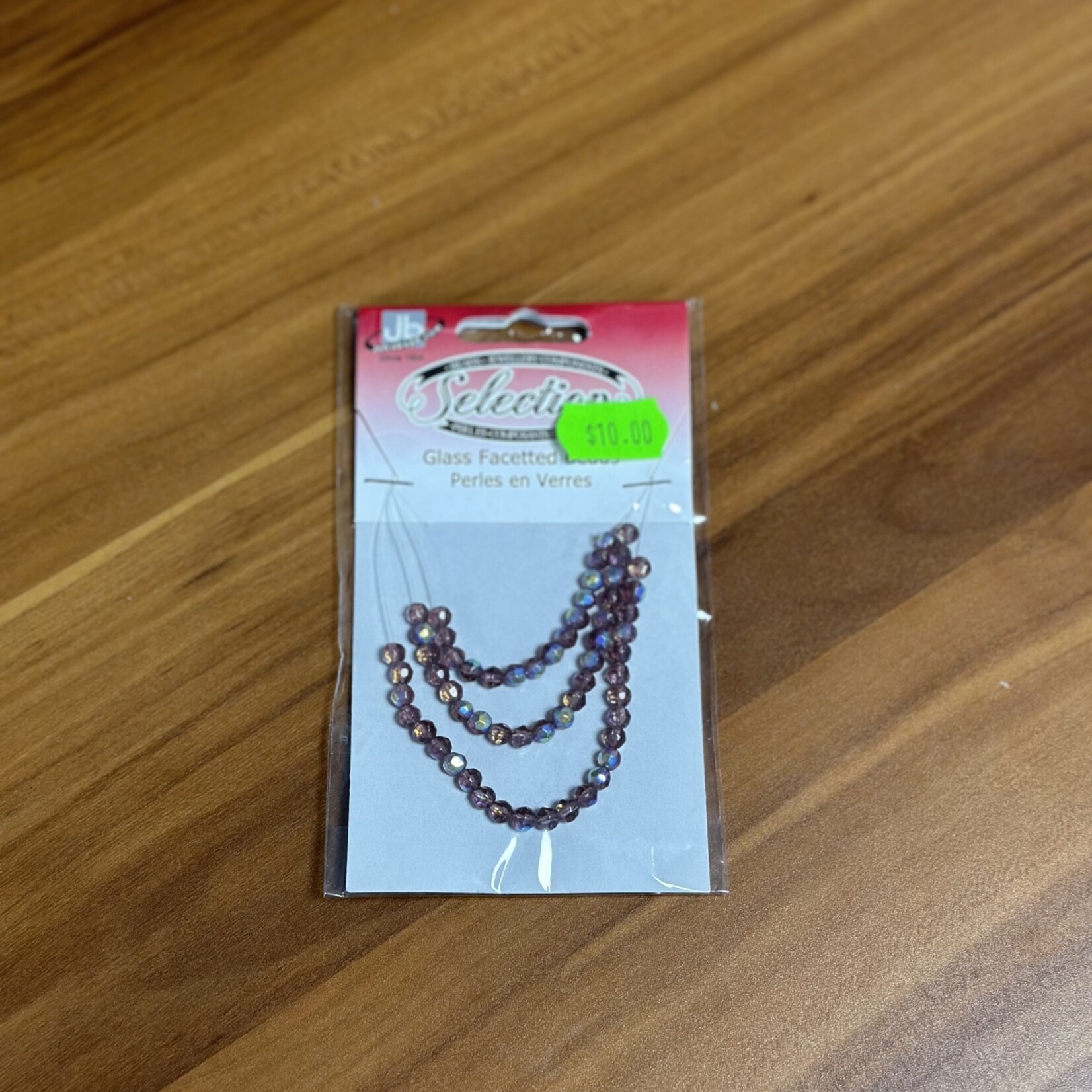 Glass Faceted Beads Card 4mm Bicone