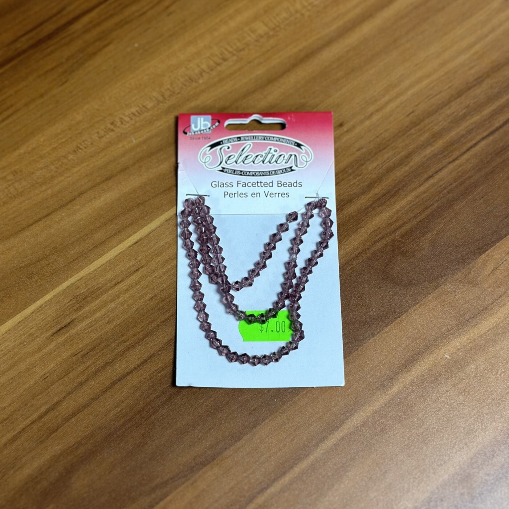 Glass Faceted Beads Card 4mm Bicone