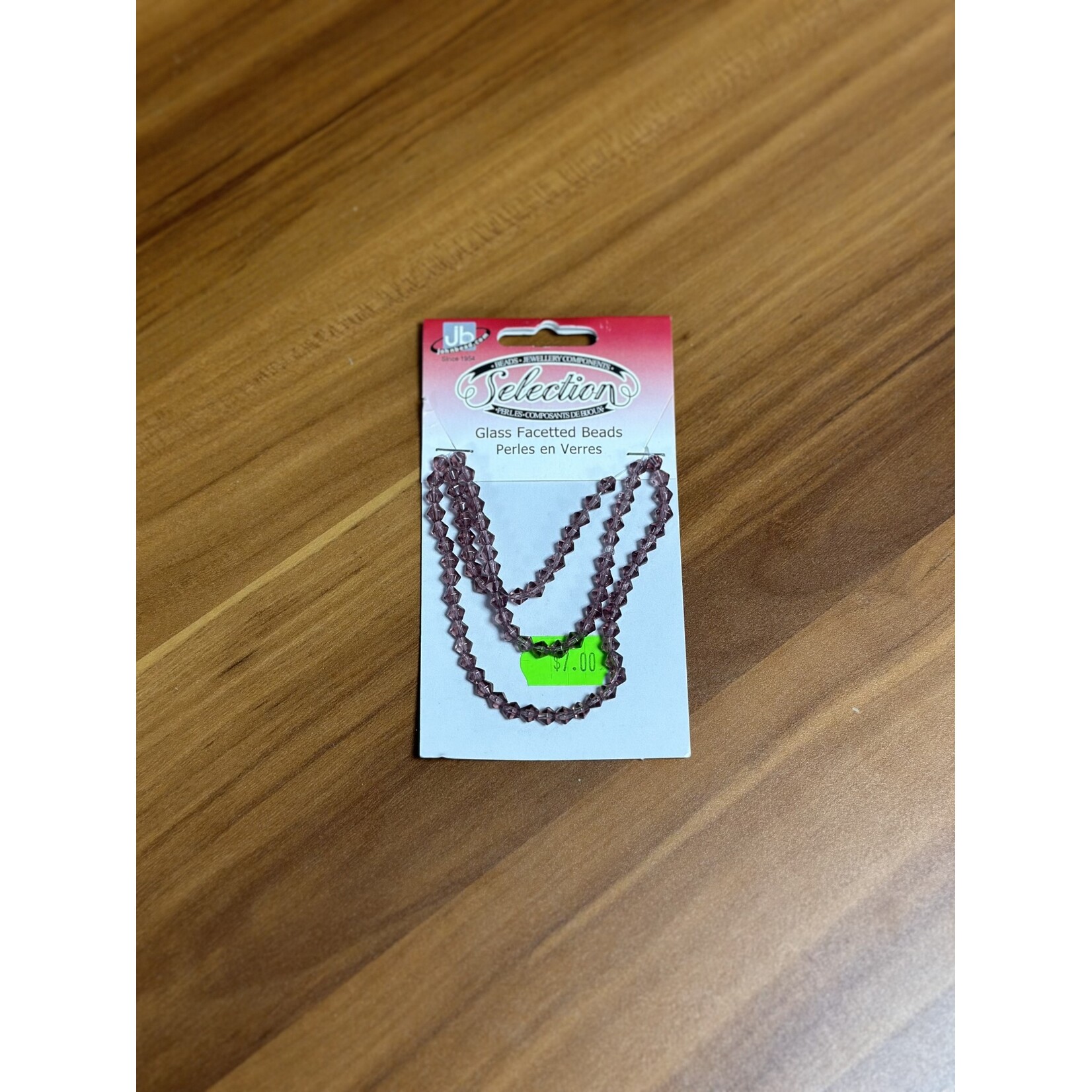 Glass Faceted Beads Card 4mm Bicone