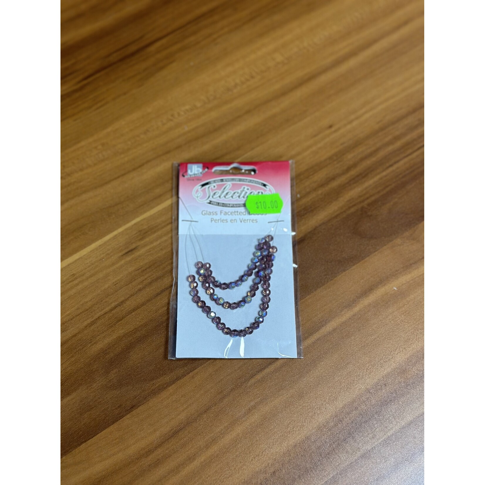 Glass Facetted Beads Card 4mm Round