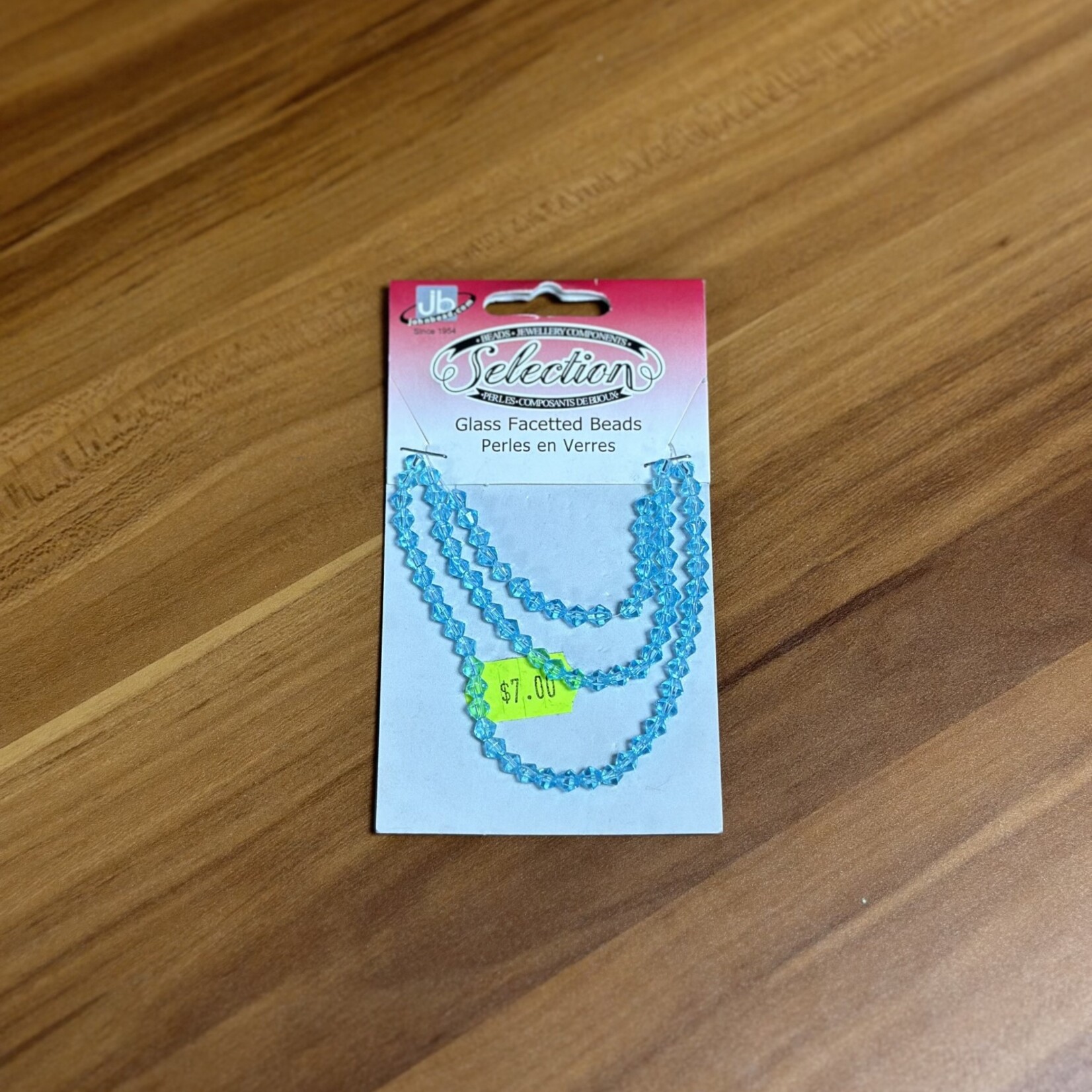 Glass Faceted Beads Card 4mm Bicone