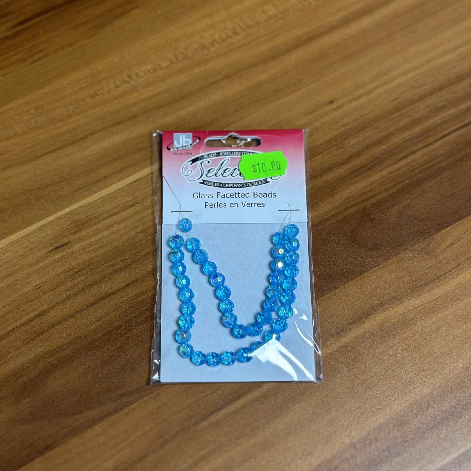 Glass Faceted Beads Card 6mm Round