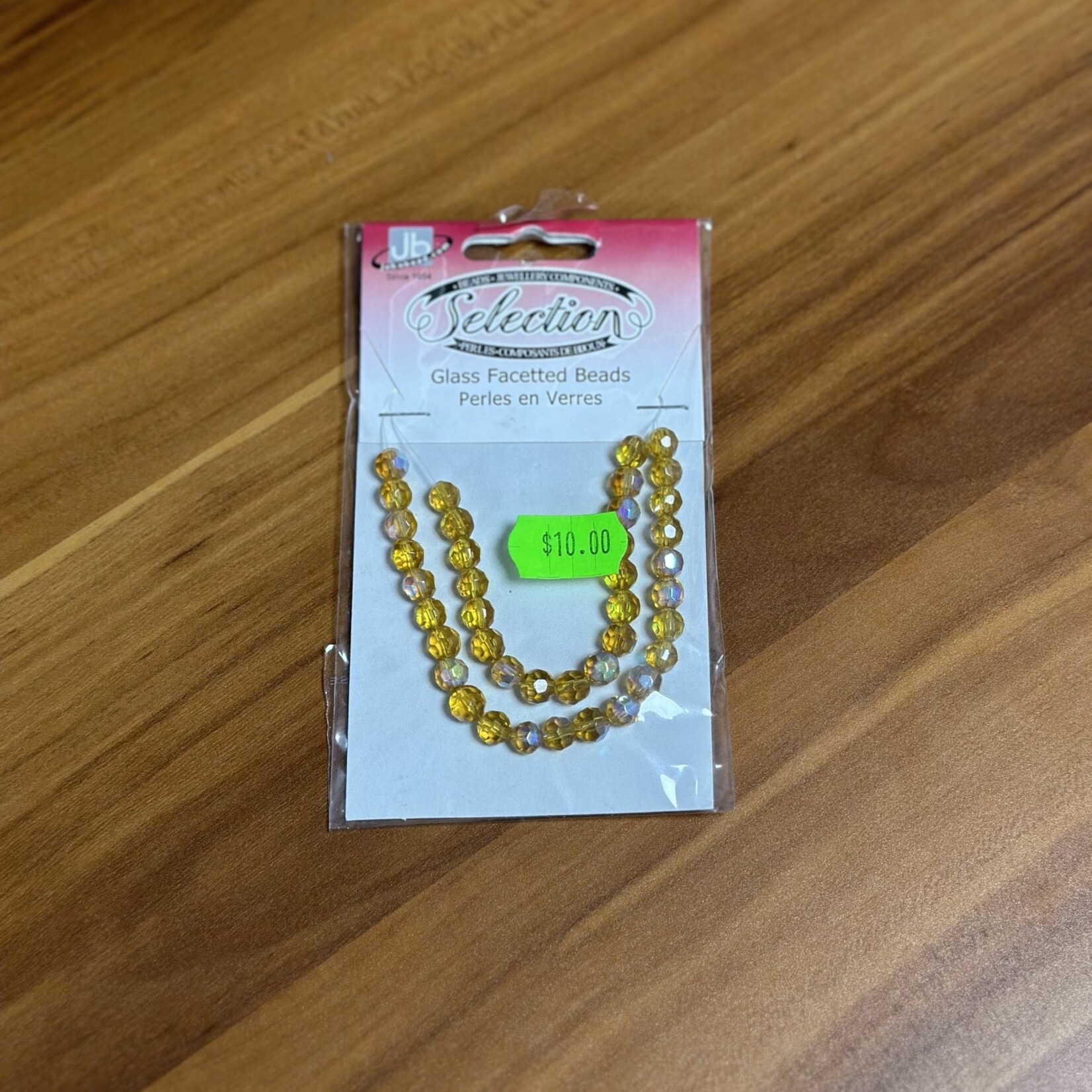Glass Faceted Beads Card 6mm Round