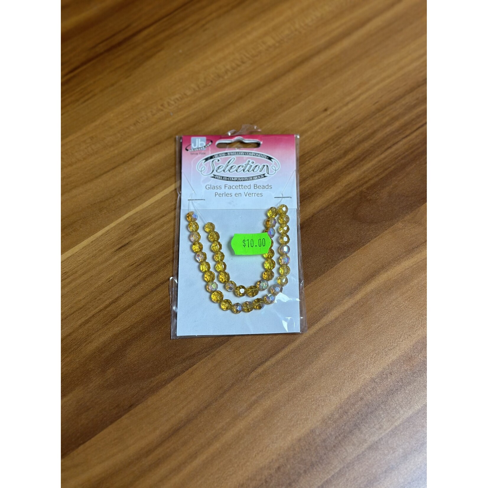 Glass Faceted Beads Card 6mm Round