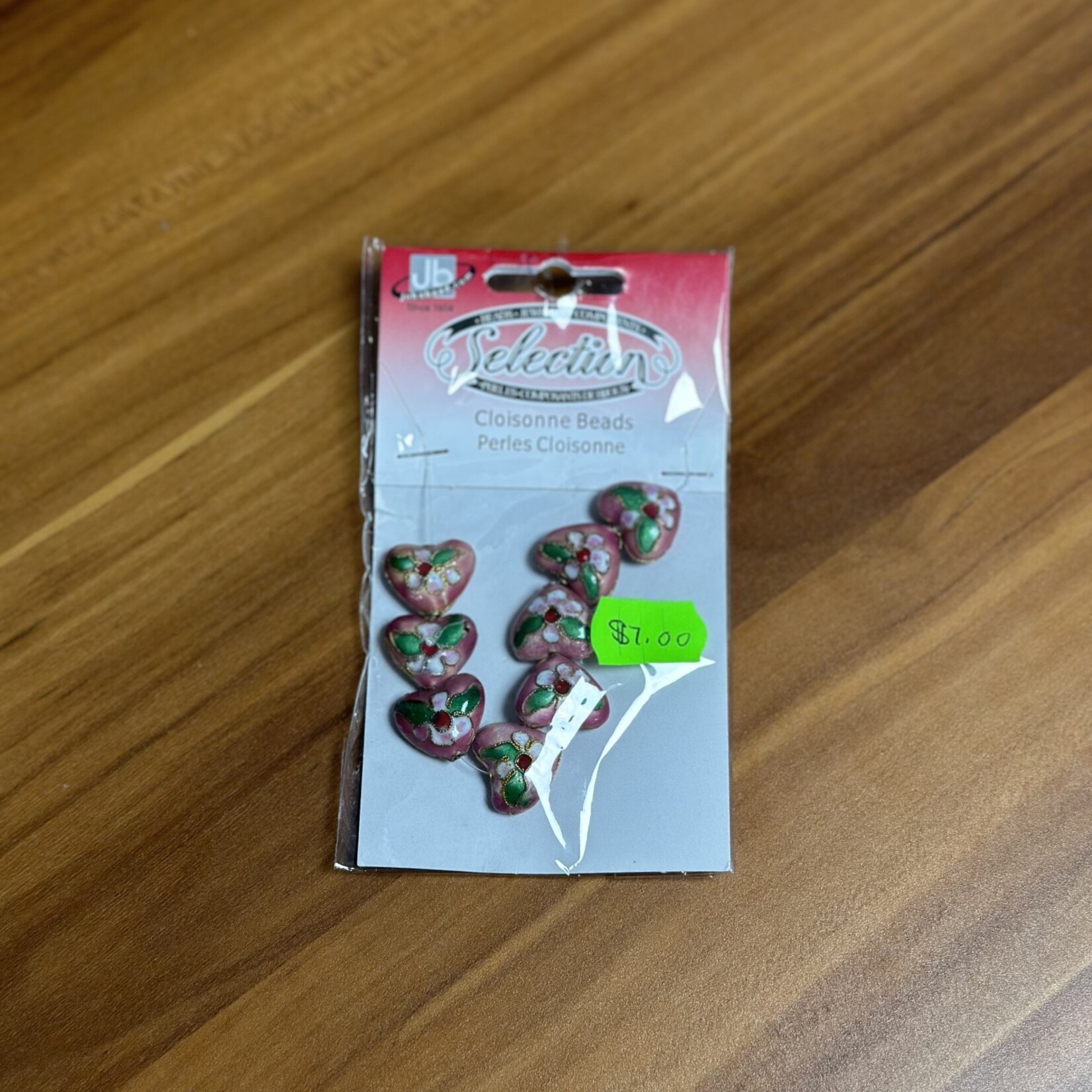 Cloisonne Beads  Pink 15X17mm Heart