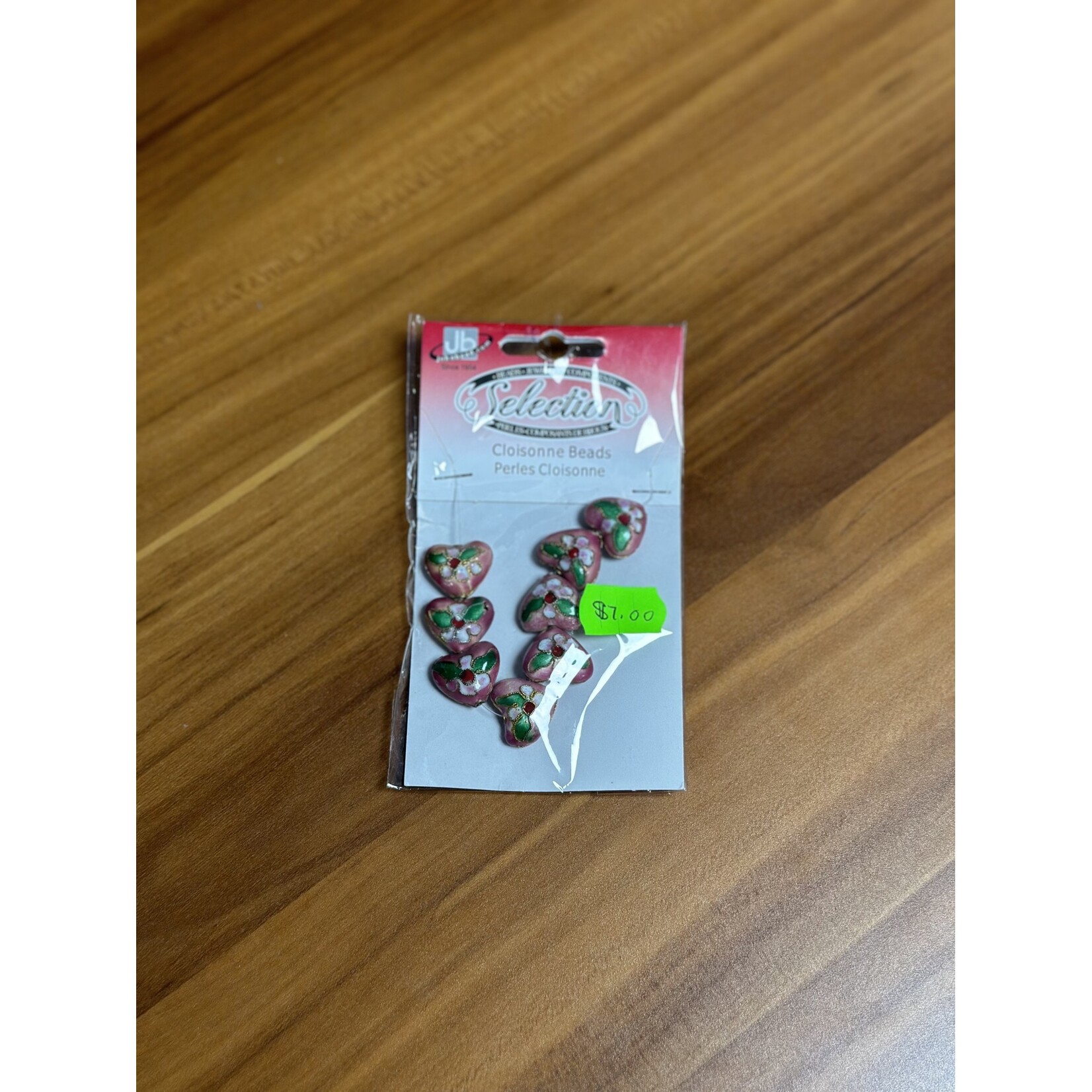 Cloisonne Beads  Pink 15X17mm Heart