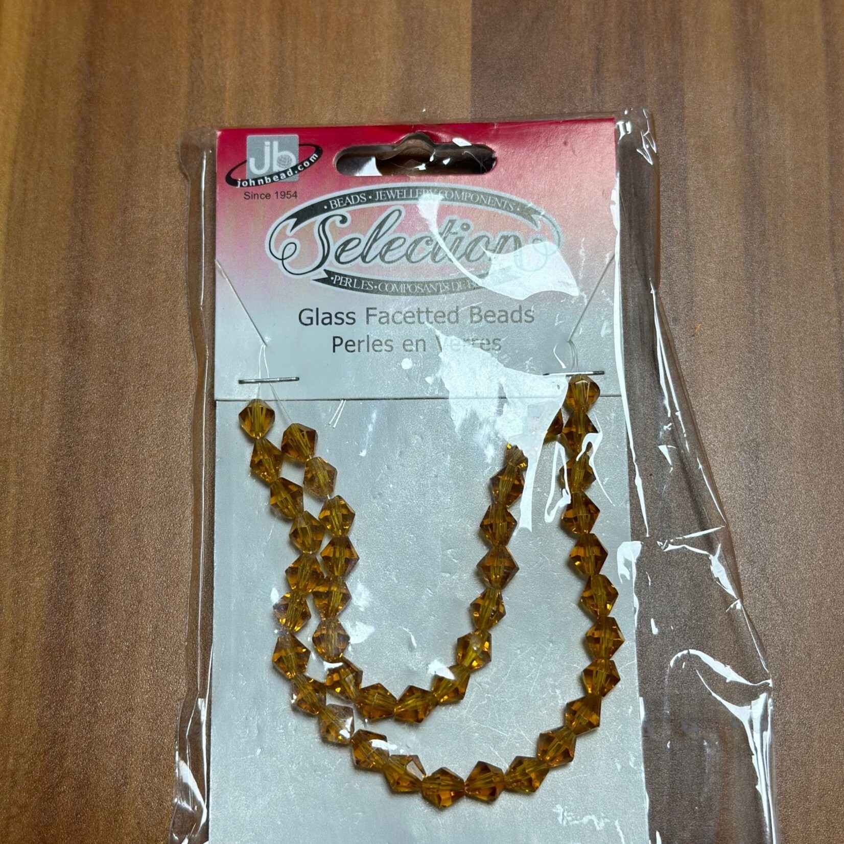Glass Faceted Beads Card 6mm Bicone