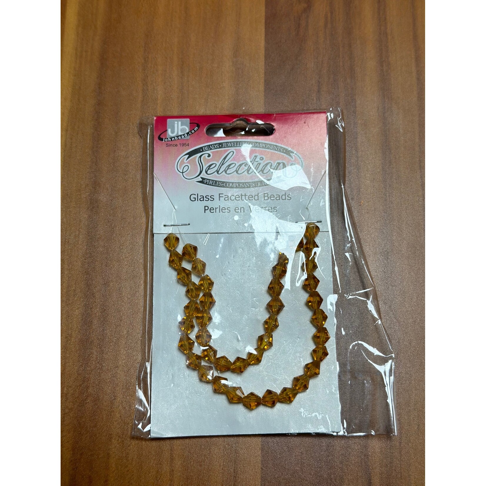 Glass Faceted Beads Card 6mm Bicone