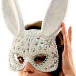 Rhinestone Gray Bunny Mask