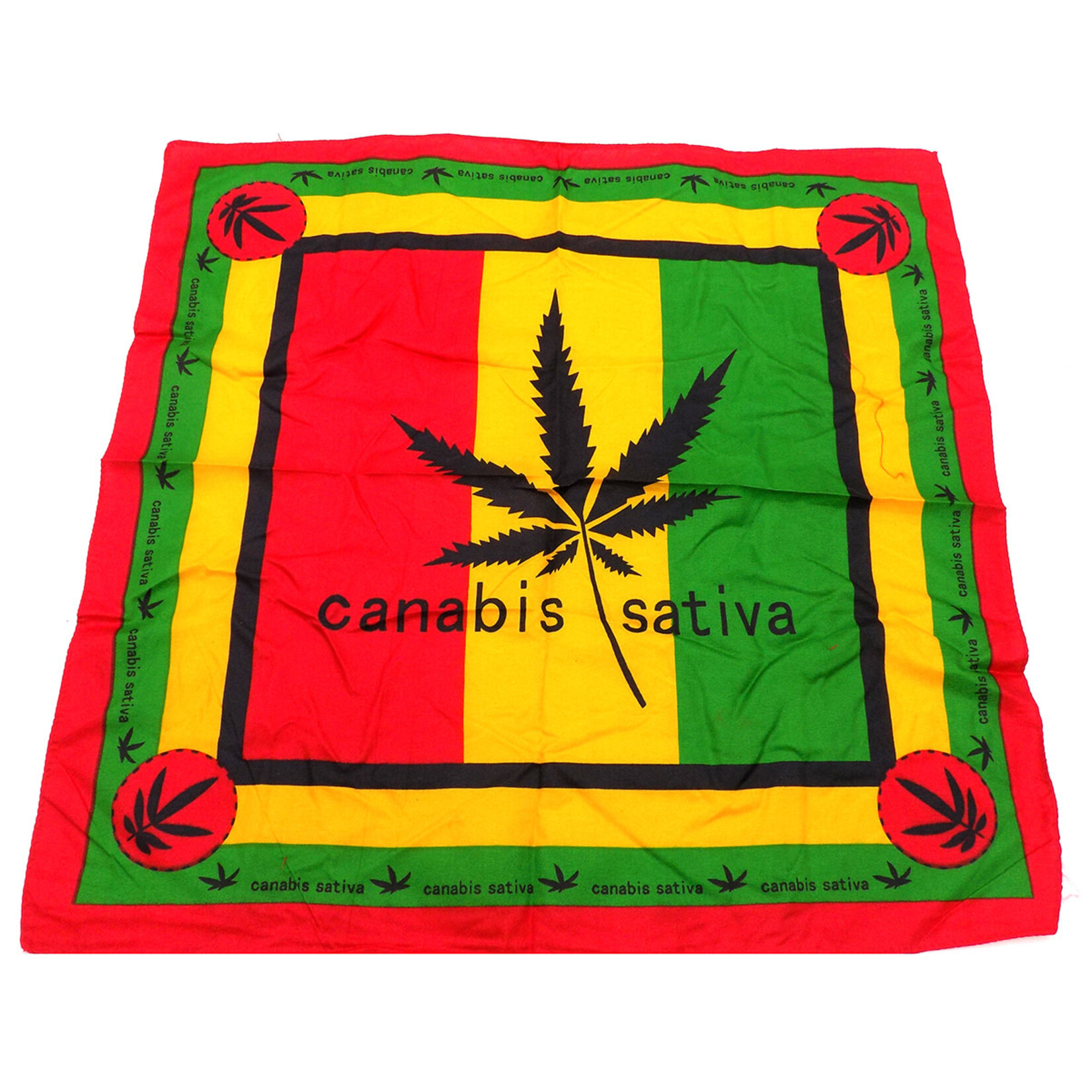 Bandana Patterned  Black Ganja Leaf