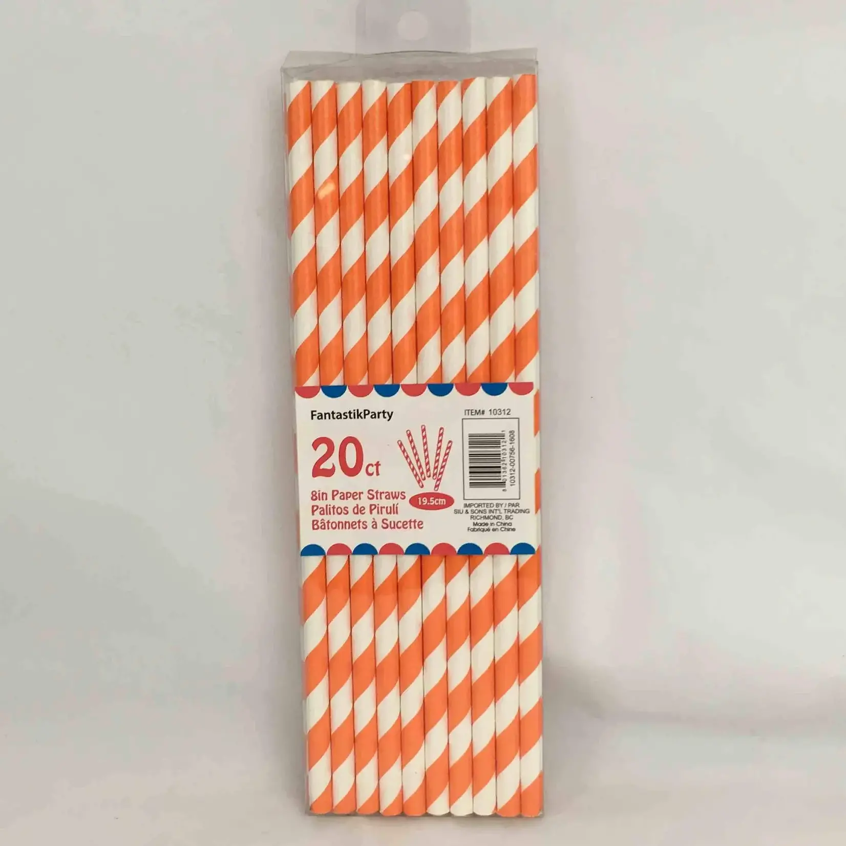 Party Paper Straws 8 Inches 20pcs Orange