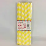 Party Paper Straws 8 Inches 20pcs Yellow