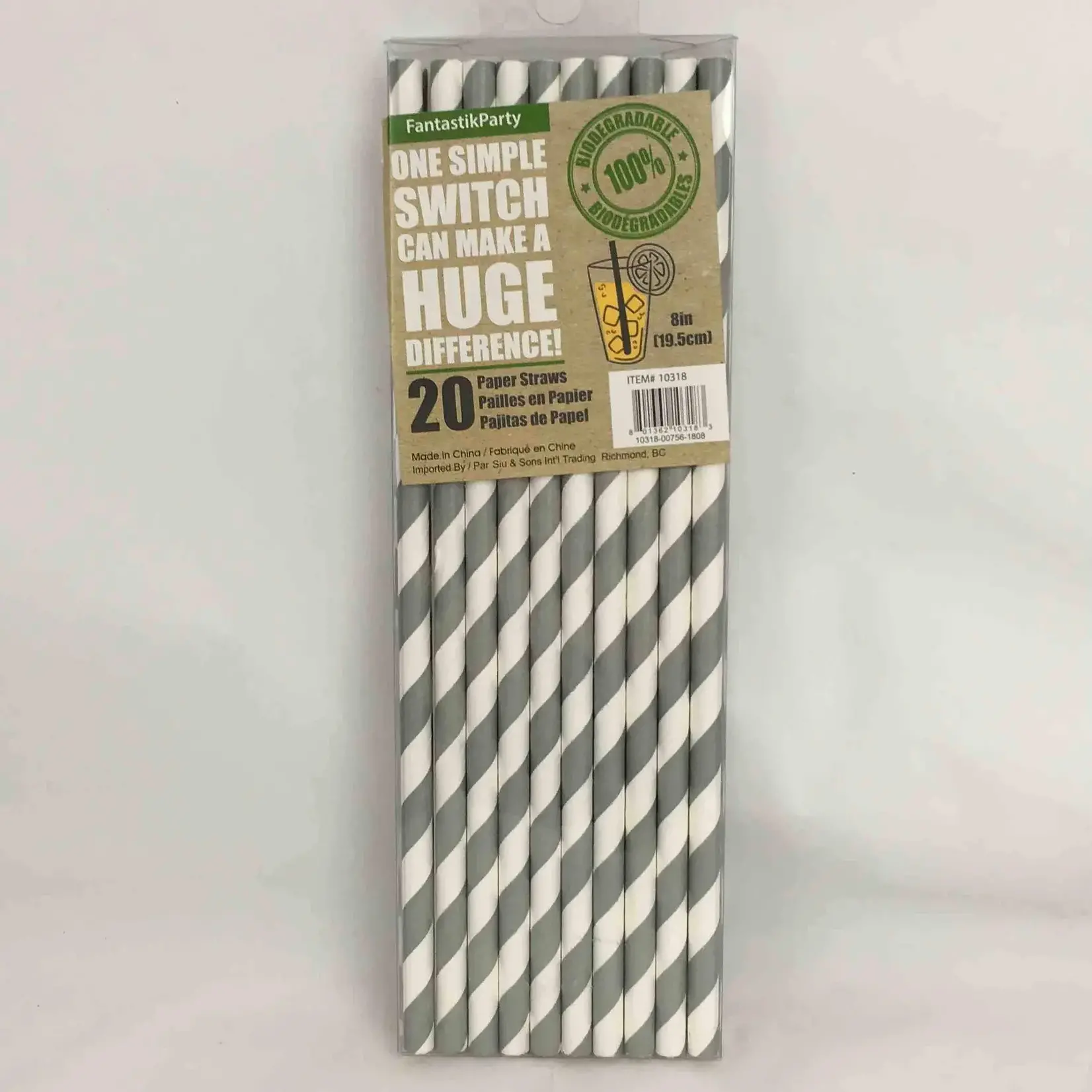 Party Paper Straws 8 Inches 20pcs Silver