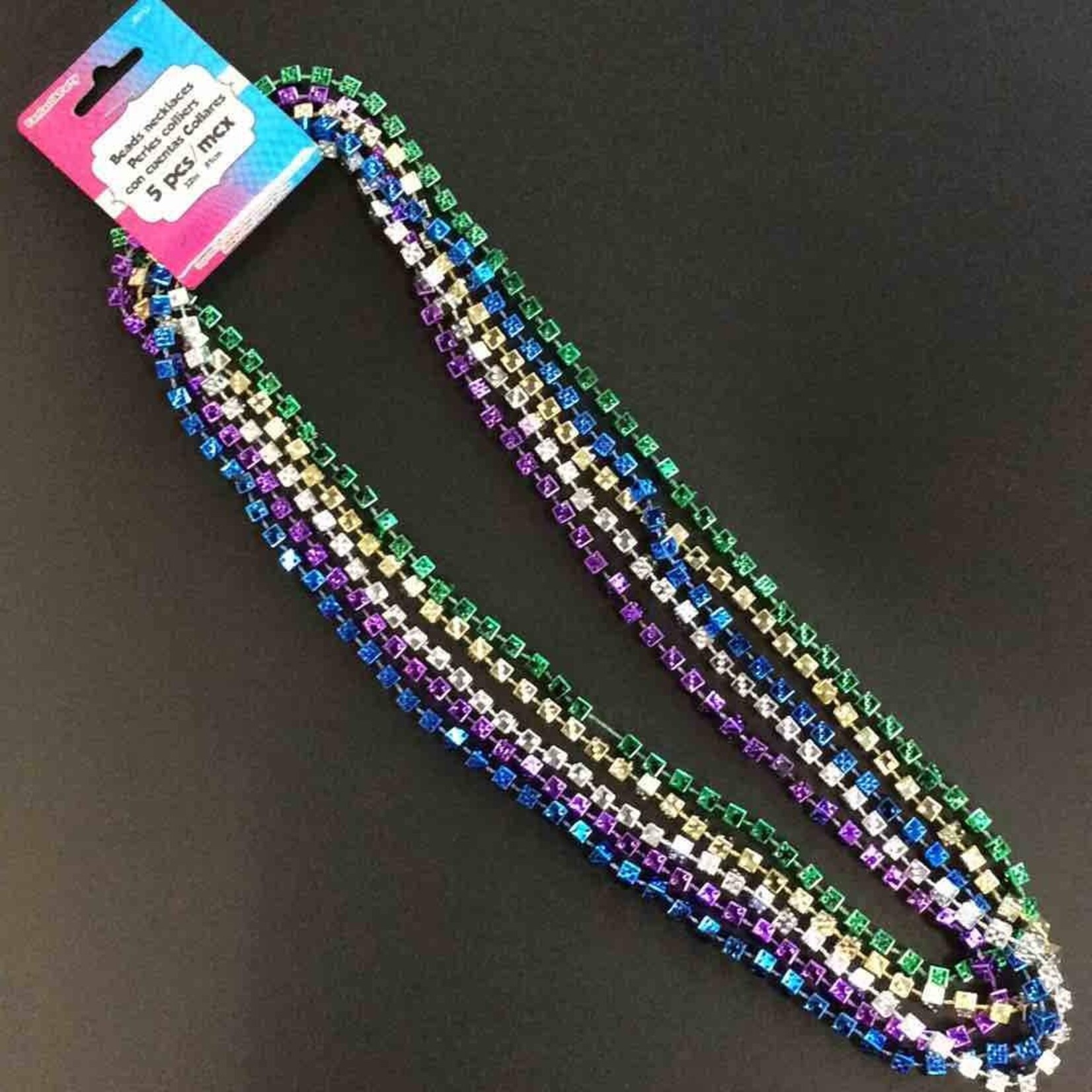 Metallic Dice Beaded Necklace Multi Coloured