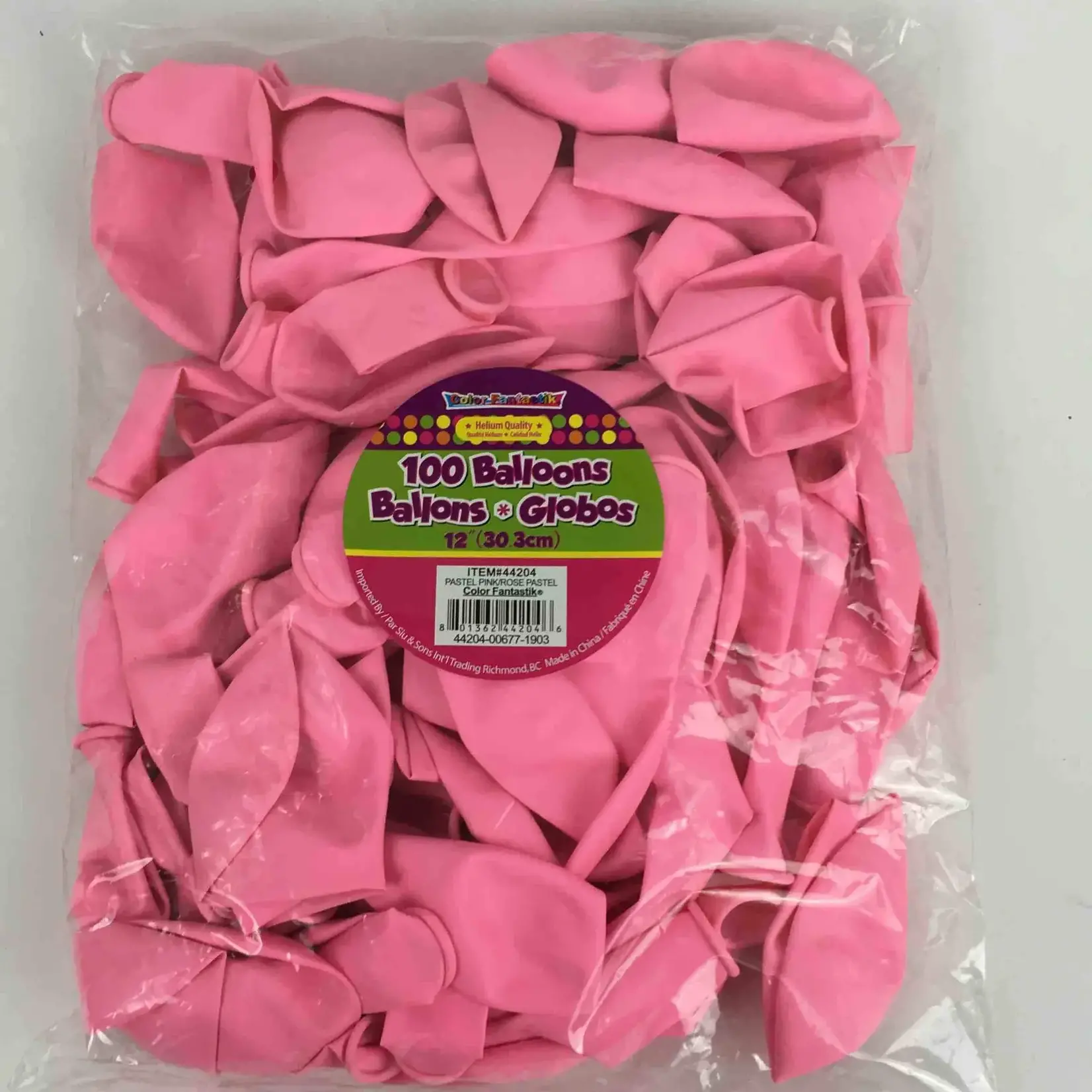 Color Fantastik Helium 12 Inch Bulk Balloons (100 pcs) Pastel Pink