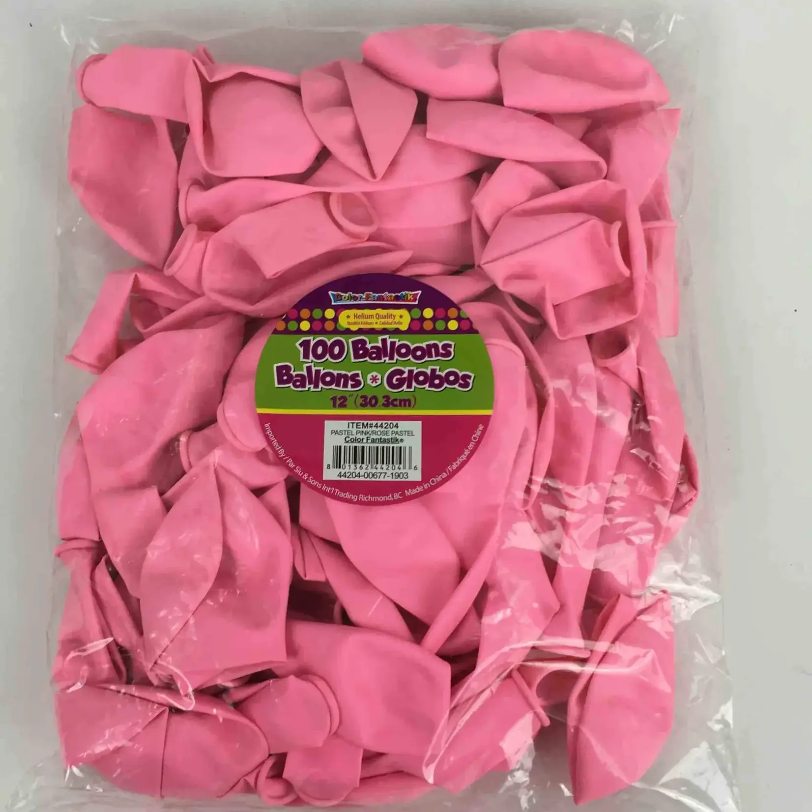 Color Fantastik Helium 12 Inch Bulk Balloons (100 pcs) Pastel Pink