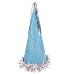 14" Glittery Hats With Fringe - Baby Blue