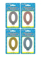 Fancy Glitter Numeral Candle #0 - Asst