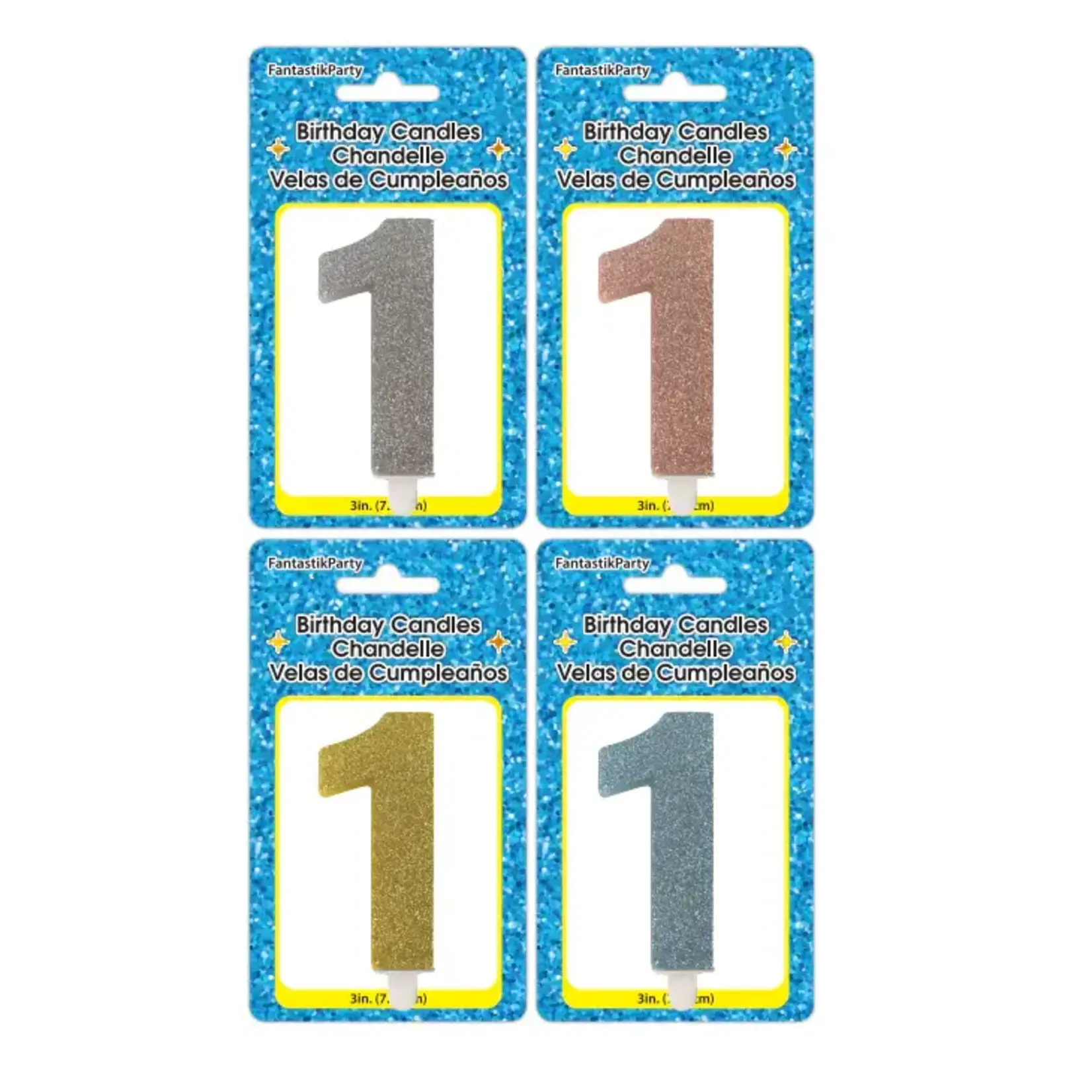 Fancy Glitter Numeral Candle #1 - Asst