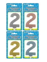 Fancy Glitter Numeral Candle #2 - Asst