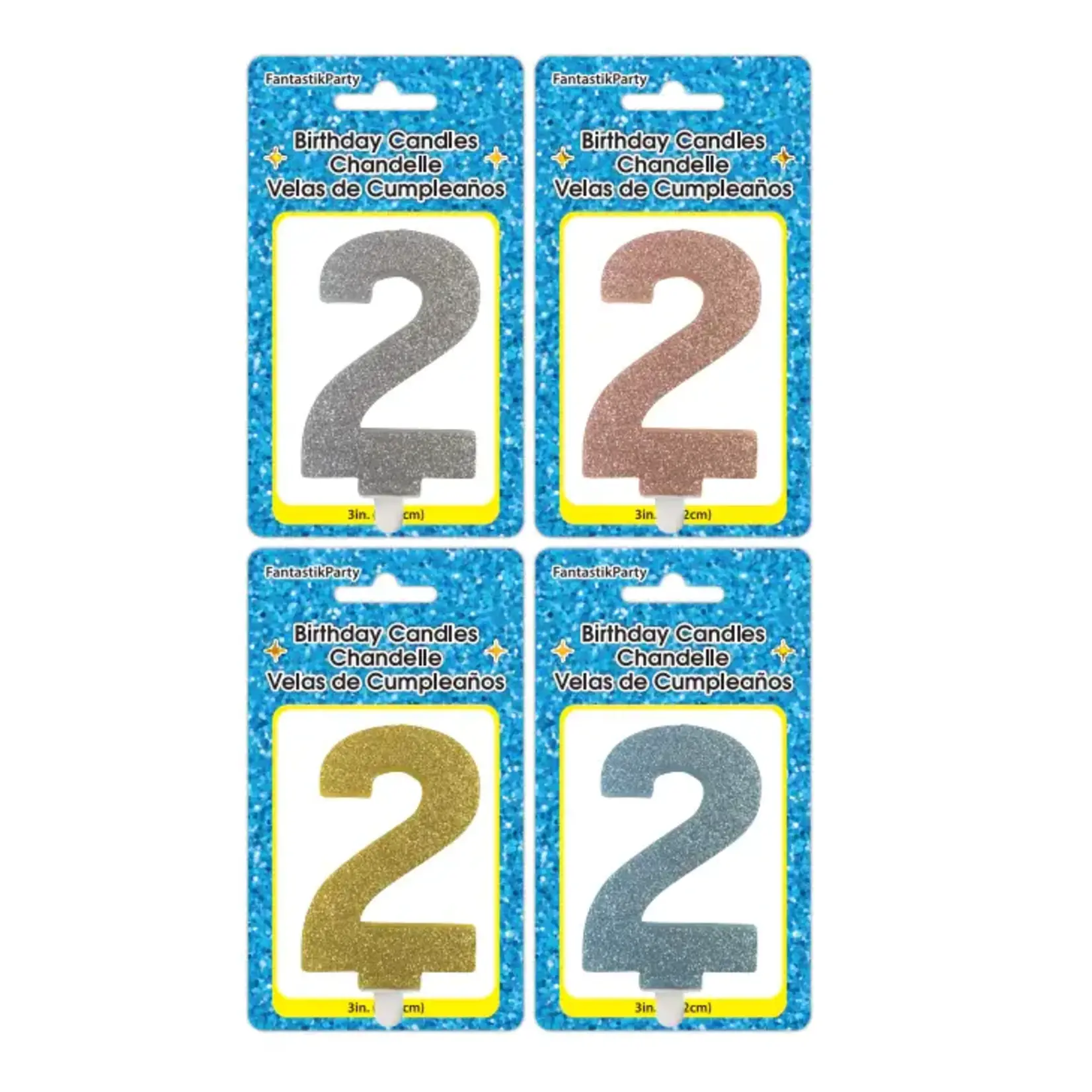 Fancy Glitter Numeral Candle #2 - Asst