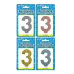 Fancy Glitter Numeral Candle #3 - Asst
