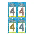 Fancy Glitter Numeral Candle #4 - Asst