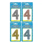 Fancy Glitter Numeral Candle #4 - Asst
